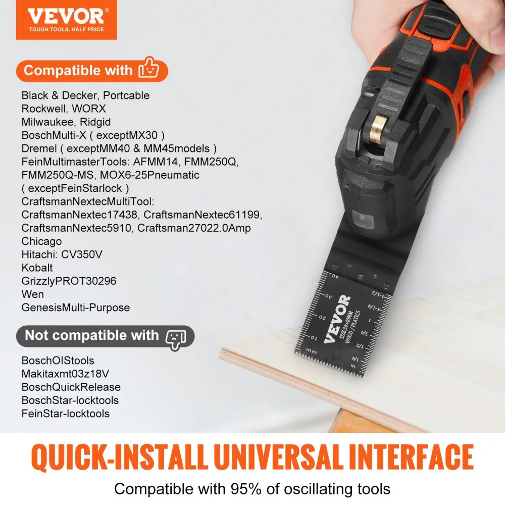 VEVOR 50 PCS Universal Oscillating Saw Blades for Multitools in use