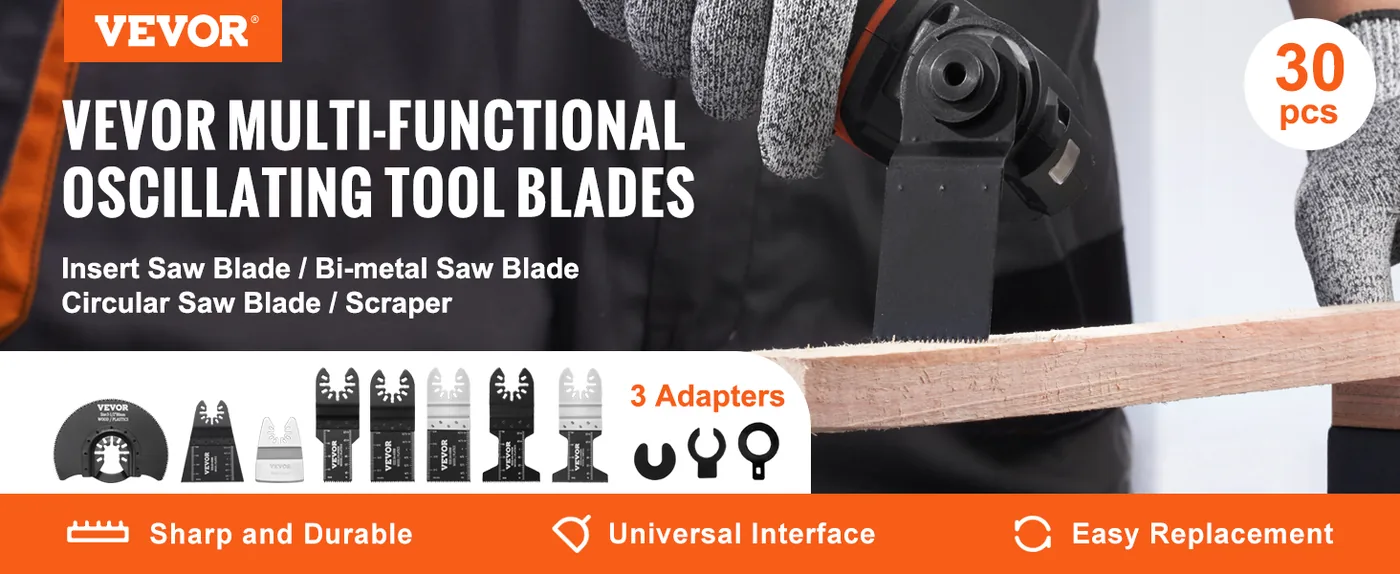 VEVOR 30 PCS Multi Tool Blades 8 Types for Multitools overview