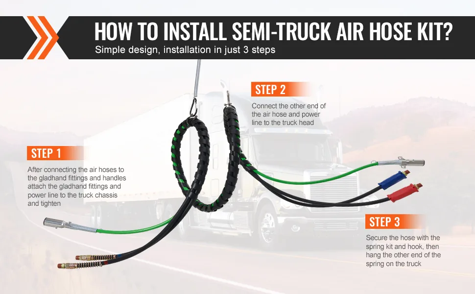 VEVOR 12FT Semi Truck Air Lines Kit with 2PCS Glad Hands feature 4