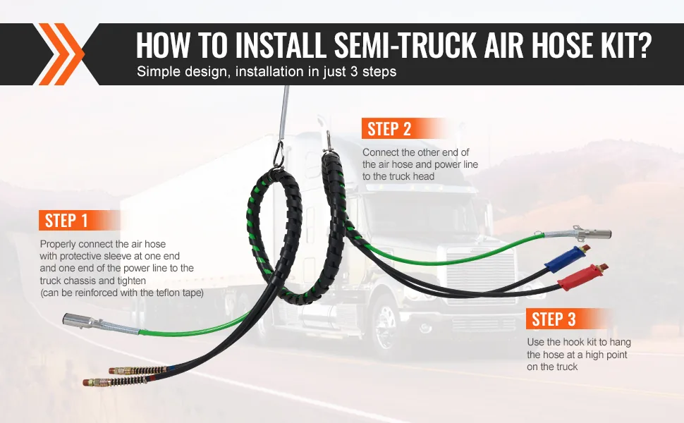 VEVOR 12FT Semi Truck Air Lines Kit 12 ft Without Gladhand feature 4