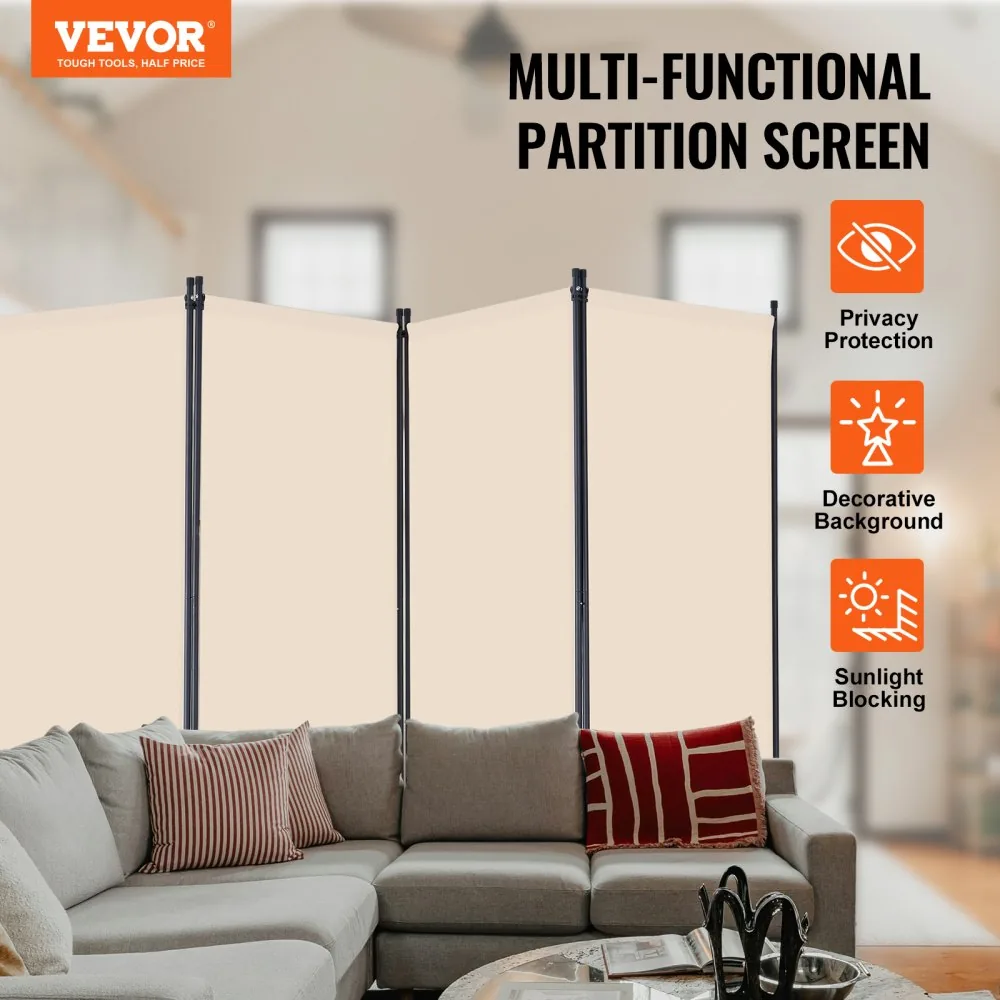 VEVOR Room Divider Beige Fabric & 4-Panels product image 2