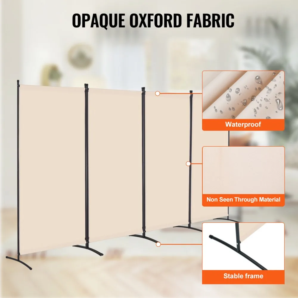 VEVOR Room Divider Beige Fabric & 4-Panels product image 3