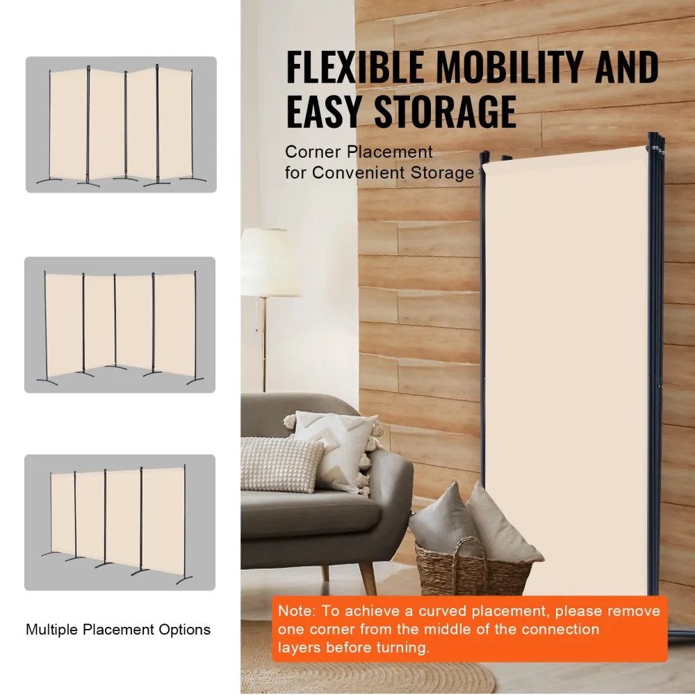 VEVOR Room Divider Beige Fabric & 4-Panels product image 5
