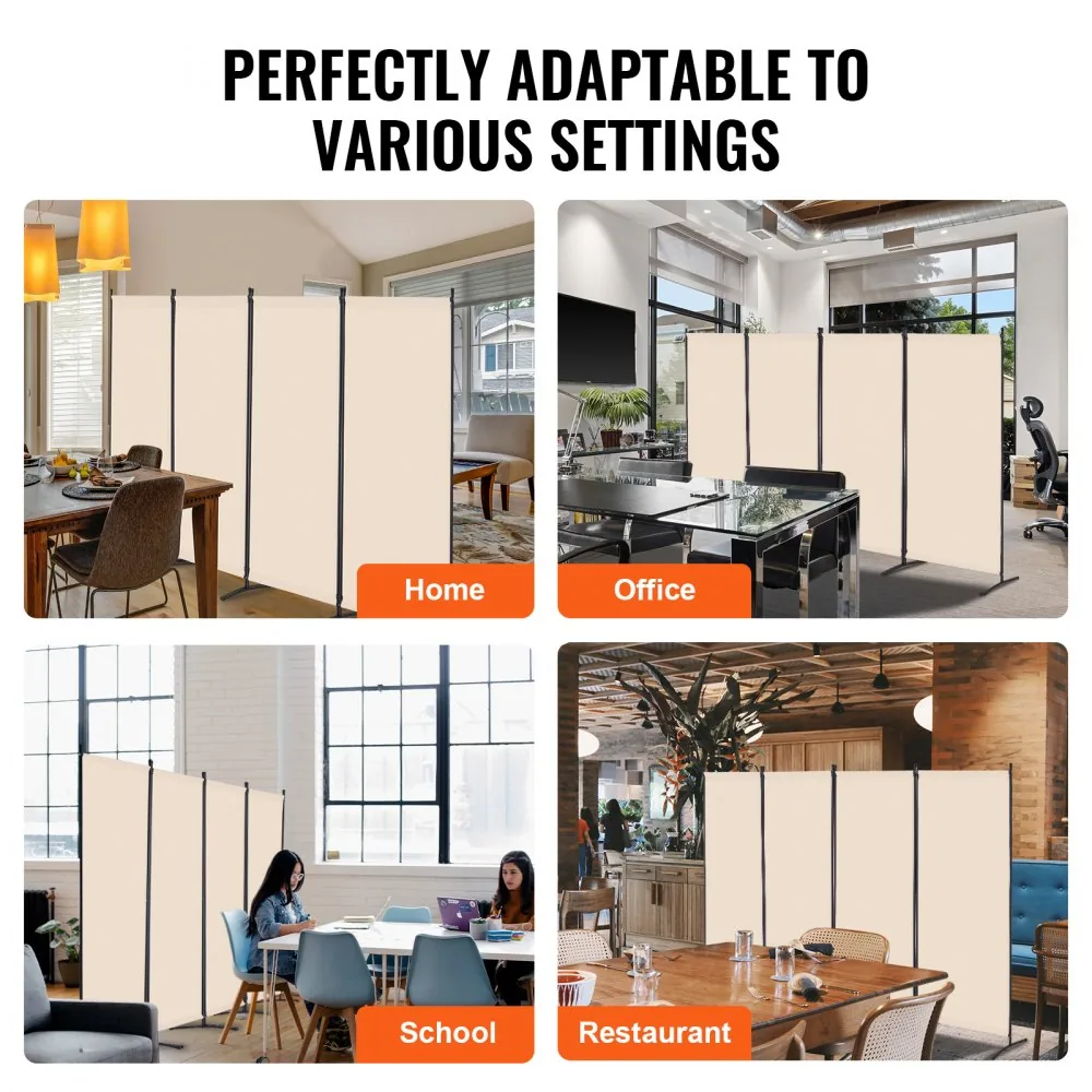 VEVOR Room Divider Beige Fabric & 4-Panels product image 6