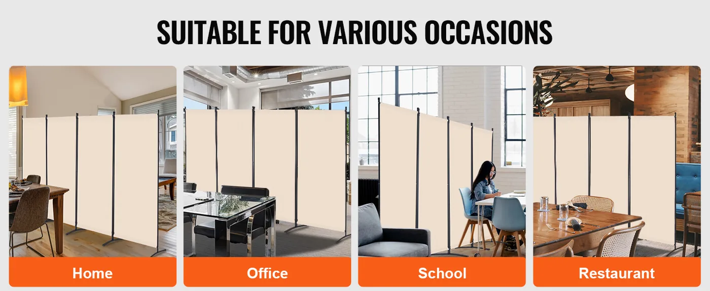 VEVOR Room Divider Beige Fabric & 4-Panels feature 4