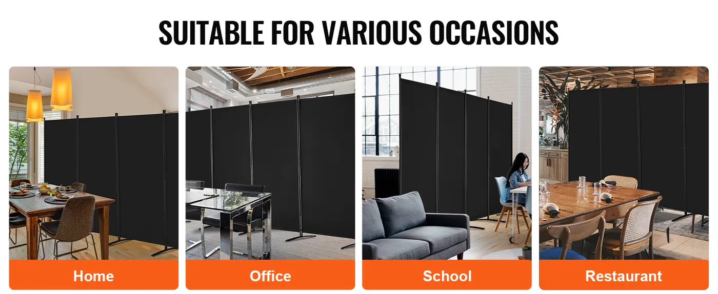 VEVOR Room Divider Black Fabric & 4-Panels feature 3
