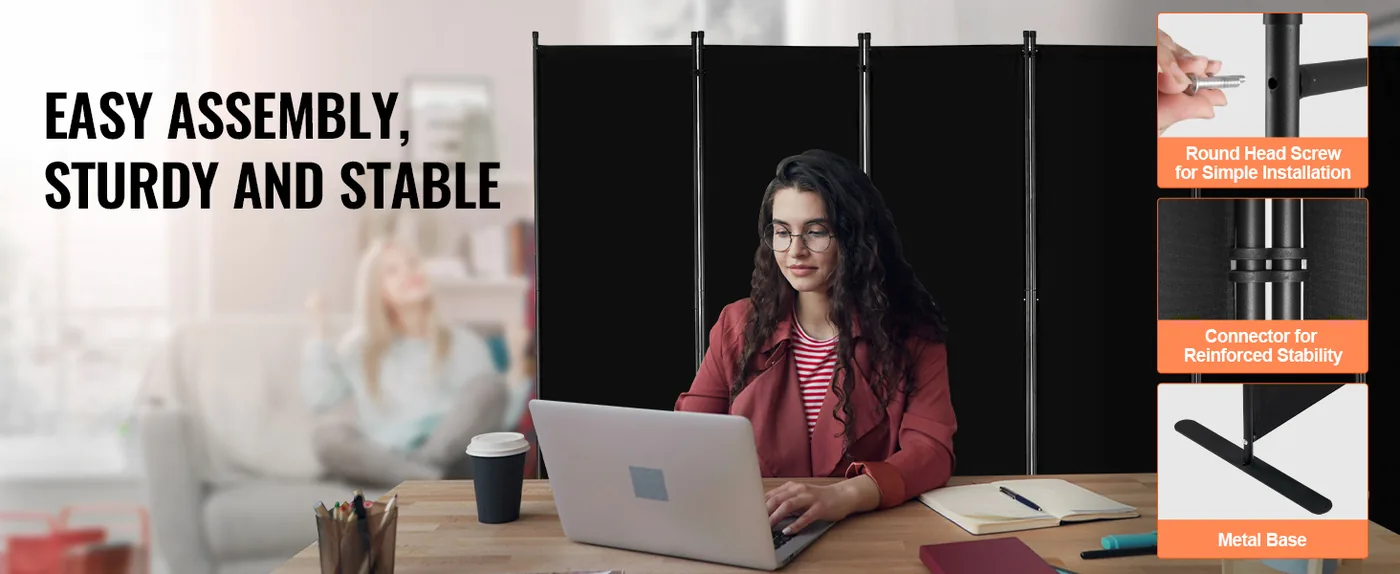 VEVOR Room Divider Black Fabric & 6-Panels feature 2