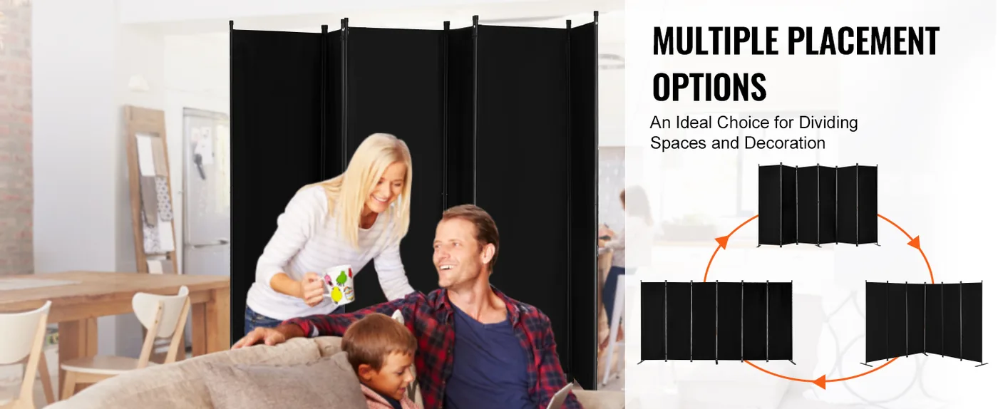 VEVOR Room Divider Black Fabric & 6-Panels feature 3