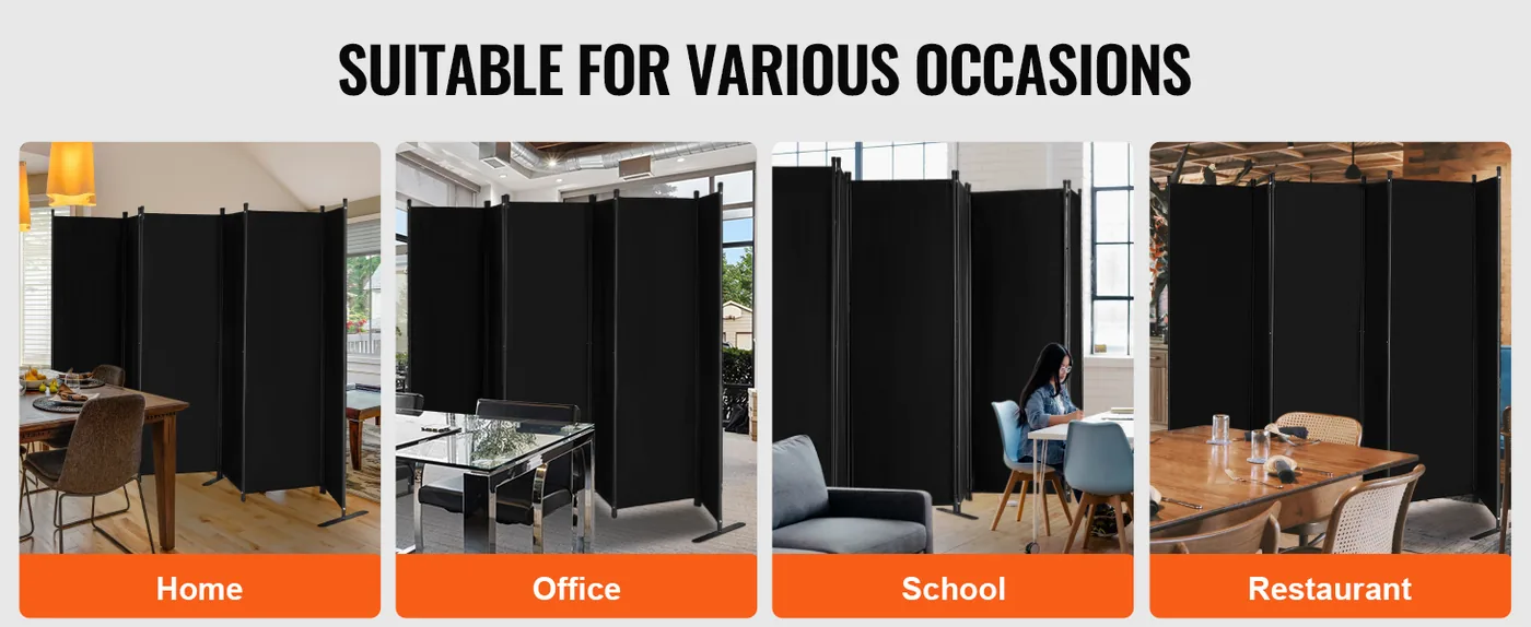 VEVOR Room Divider Black Fabric & 6-Panels feature 4