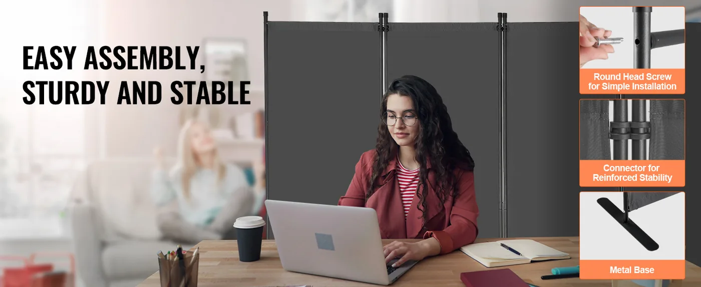 VEVOR Room Divider Gray Fabric & 6-Panels feature 2