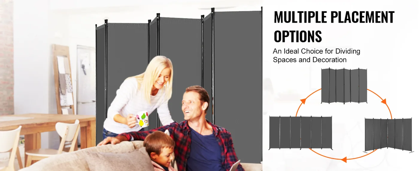 VEVOR Room Divider Gray Fabric & 6-Panels feature 3