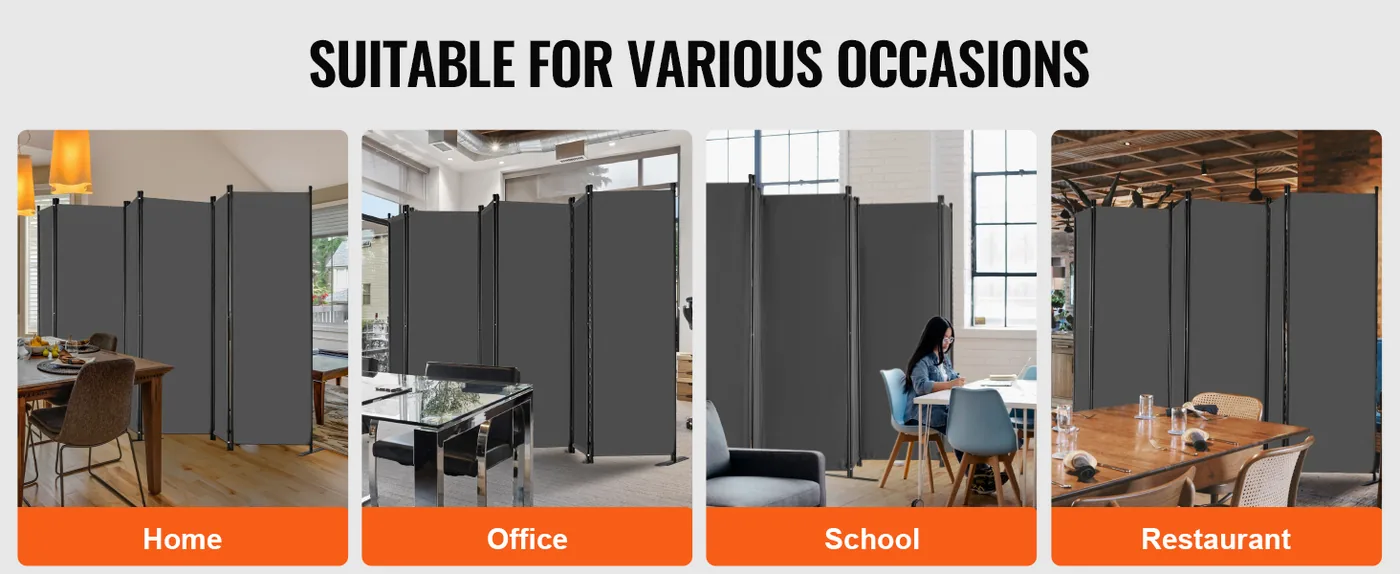 VEVOR Room Divider Gray Fabric & 6-Panels feature 4