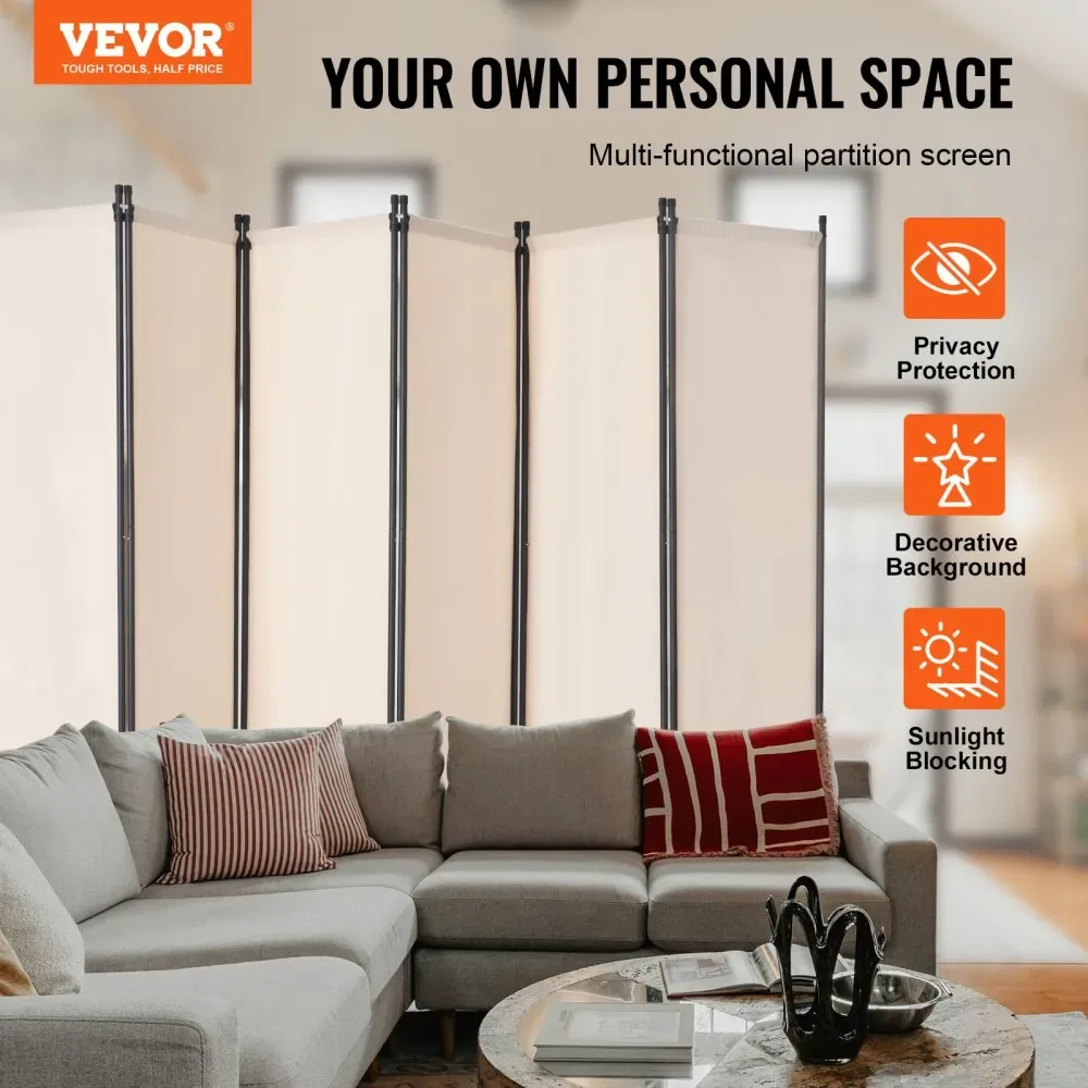 VEVOR Room Divider Beige Fabric & 6-Panels product image 2