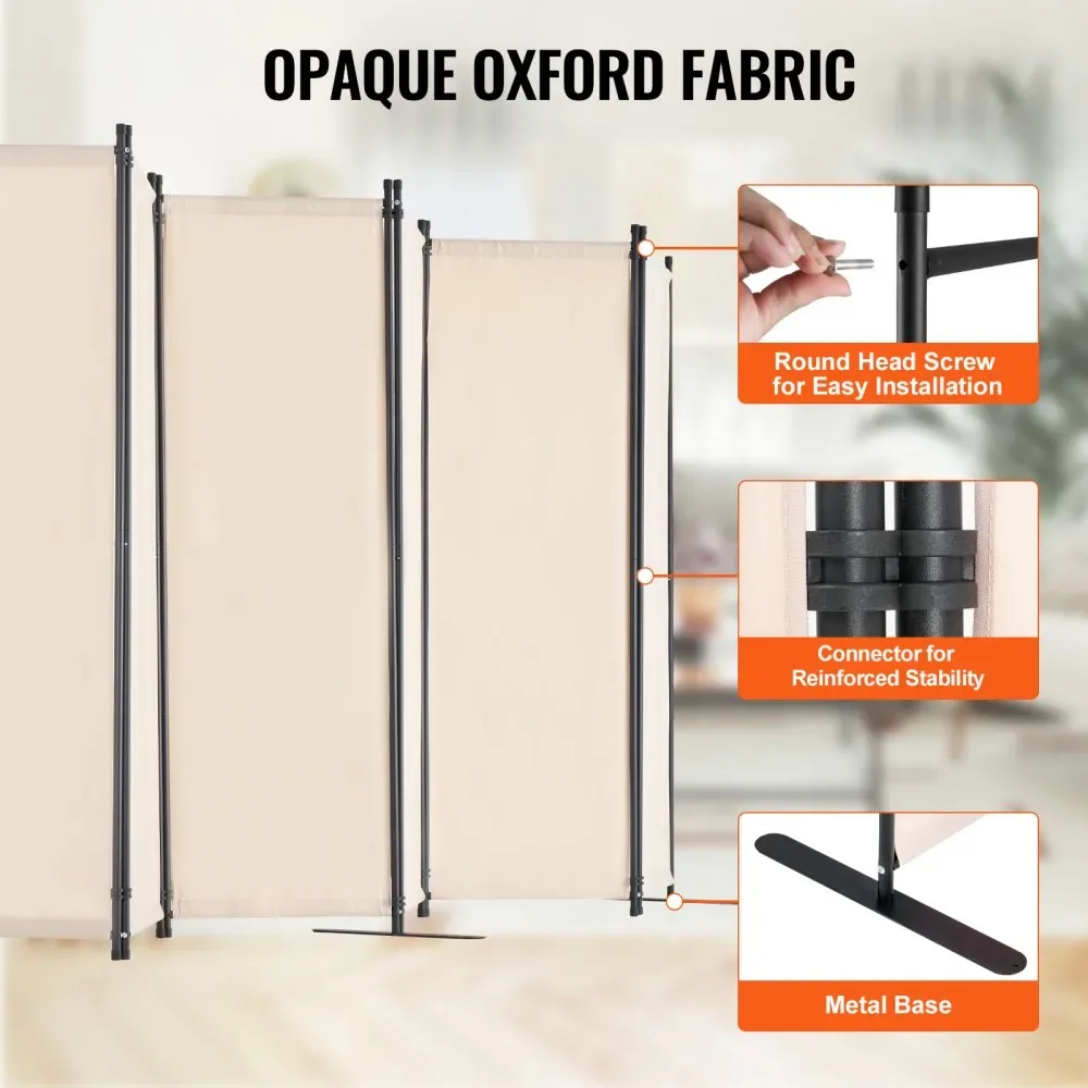 VEVOR Room Divider Beige Fabric & 6-Panels product image 3