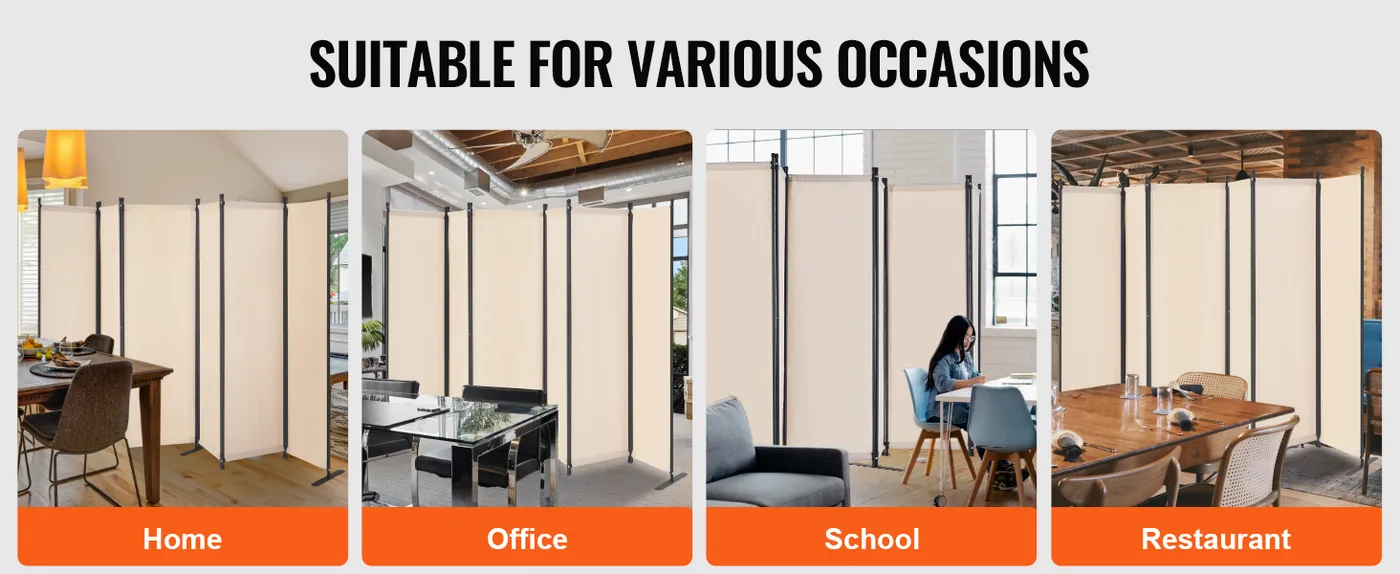 VEVOR Room Divider Beige Fabric & 6-Panels feature 4