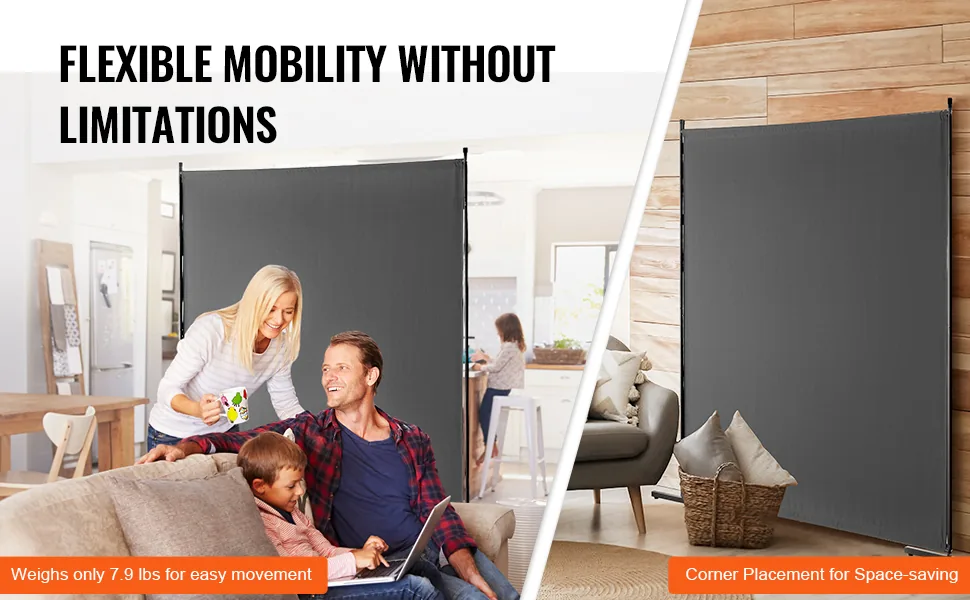 VEVOR Room Divider Gray Fabric & 1-Panel feature 3