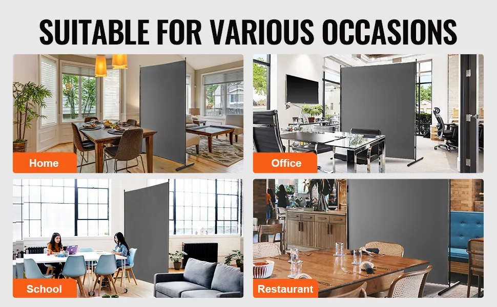 VEVOR Room Divider Gray Fabric & 1-Panel feature 4