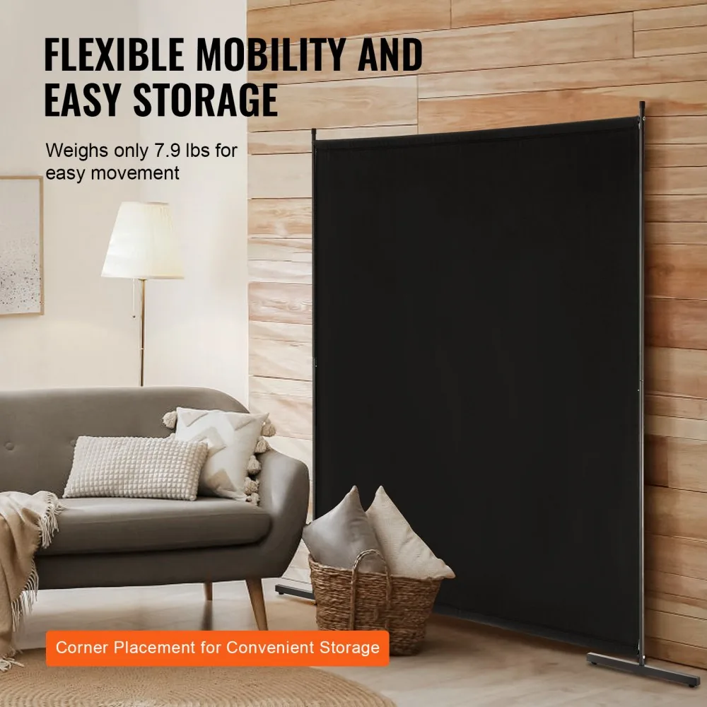 VEVOR Room Divider Black Fabric & 1-Panel product image 5
