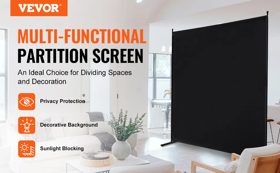VEVOR Room Divider Black Fabric & 1-Panel overview