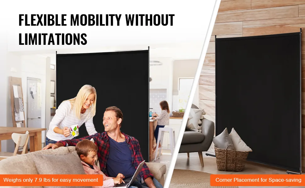 VEVOR Room Divider Black Fabric & 1-Panel feature 3