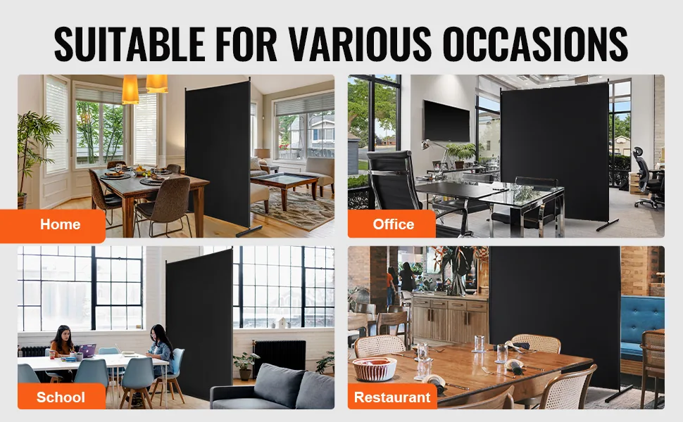 VEVOR Room Divider Black Fabric & 1-Panel feature 4