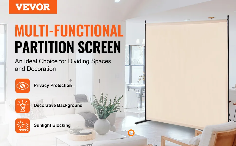 VEVOR Room Divider Beige Fabric & 1-Panel overview