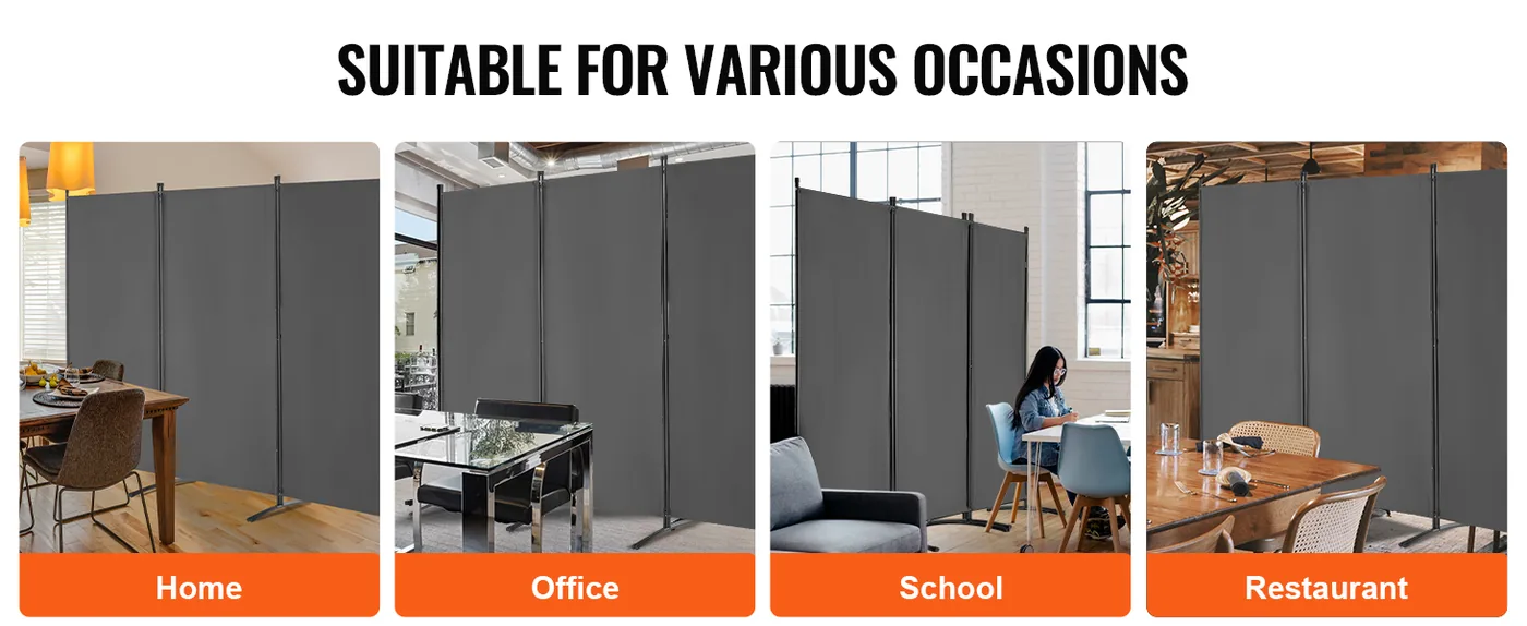 VEVOR Room Divider Gray Fabric & 3-Panels feature 4