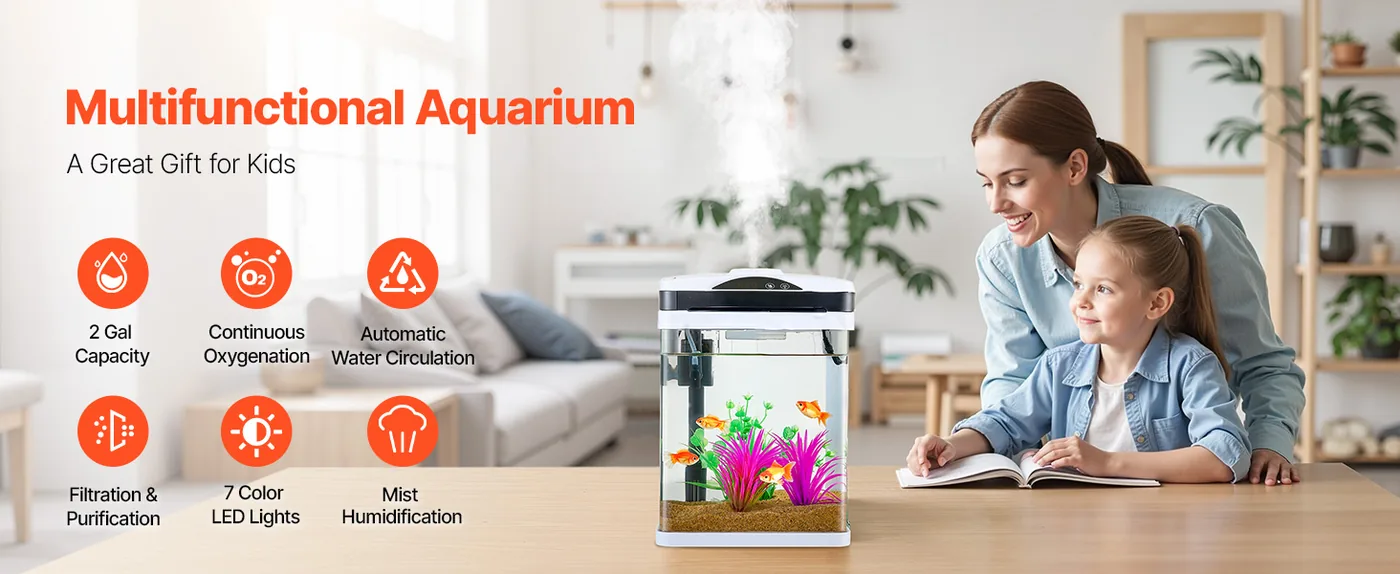 VEVOR Fish Tank Aquarium Square & 2 gal overview
