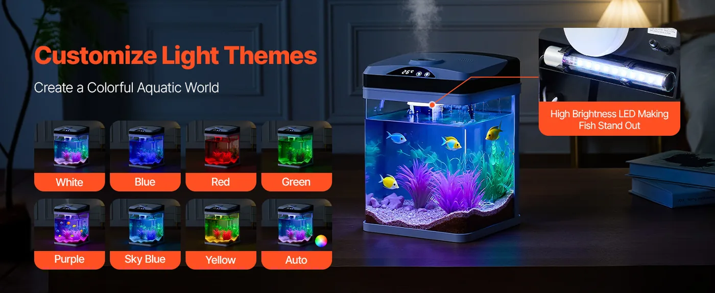 VEVOR Fish Tank Aquarium Square & 2 gal feature 1