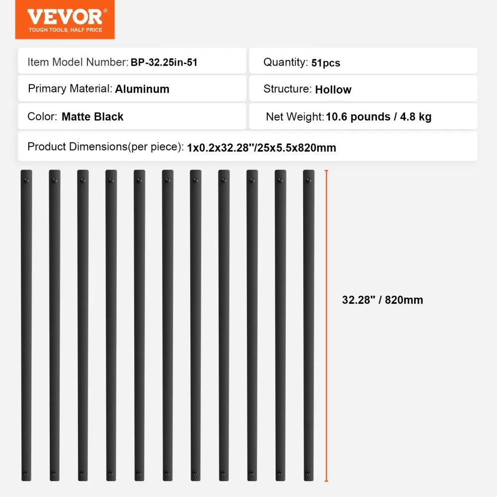 VEVOR baluster kit package contents