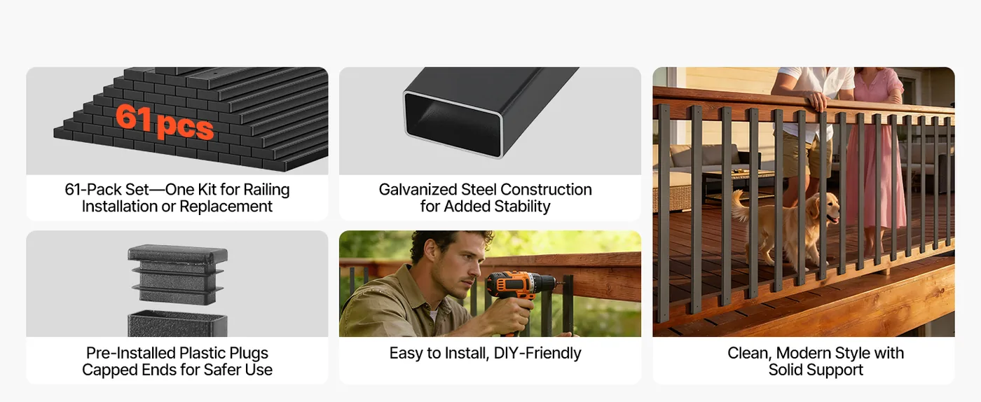 VEVOR metal deck balusters kit overview