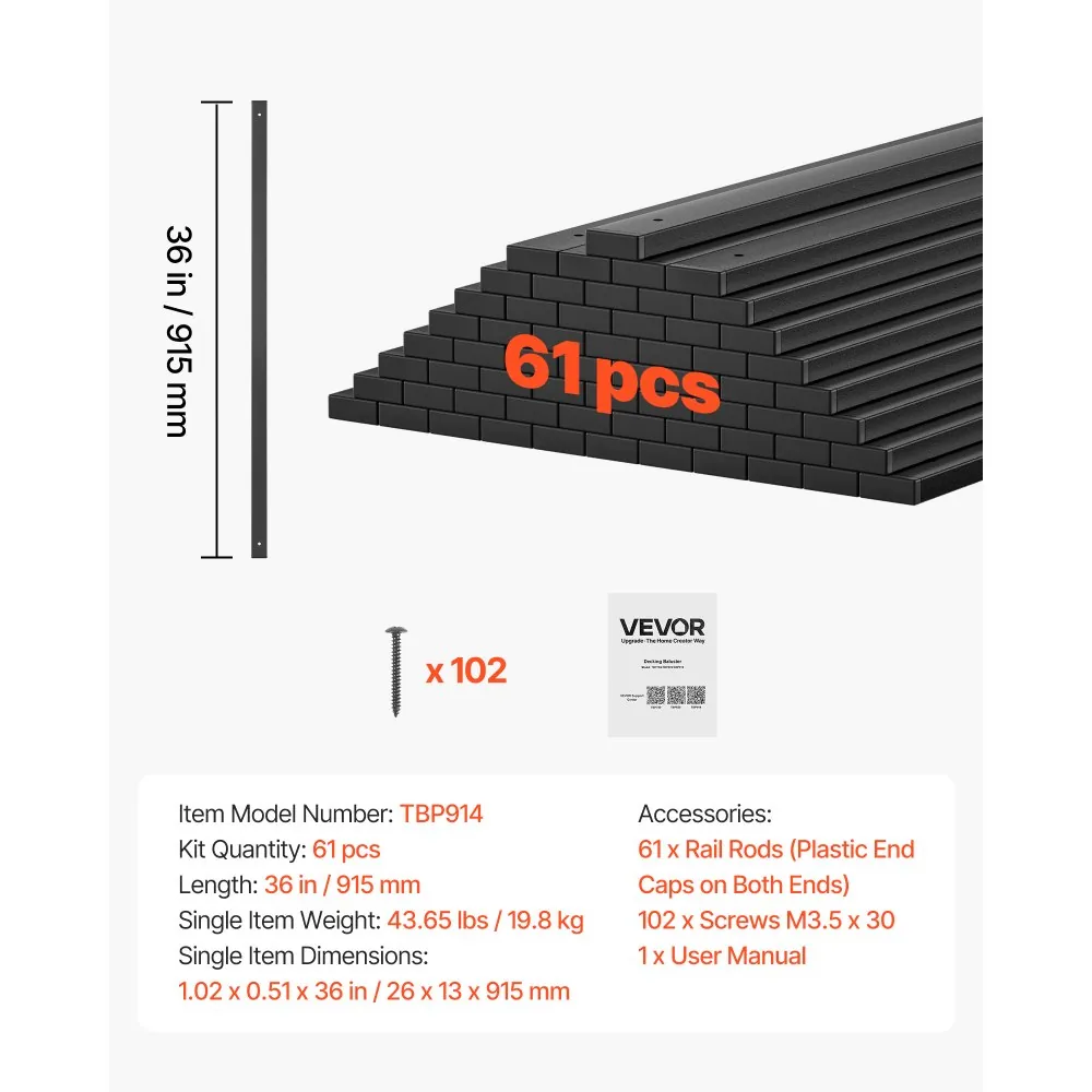 VEVOR baluster kit package contents