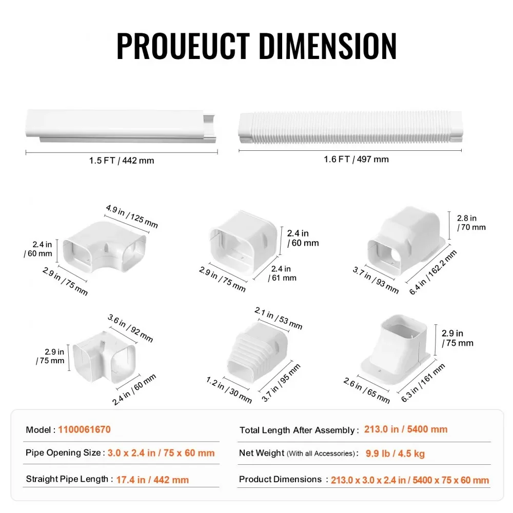 VEVOR mini split line cover package contents
