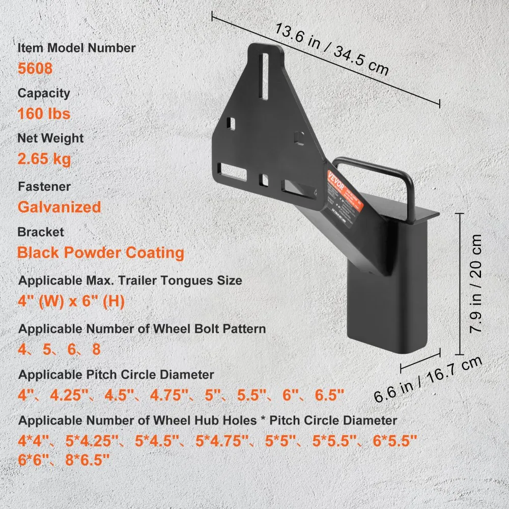VEVOR Trailer Spare Tire Carrier 160 LBS Universal Fit package contents