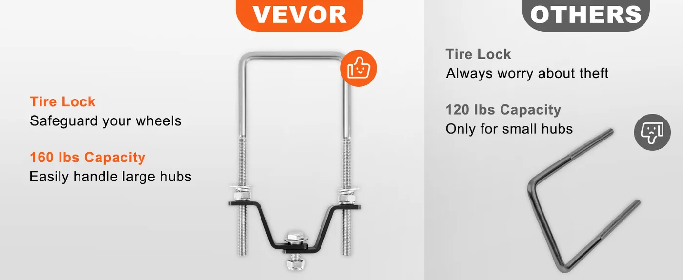 VEVOR U-Bolt Spare Tire Carrier 160 LBS with Lock 160 lbs capacity detail 3