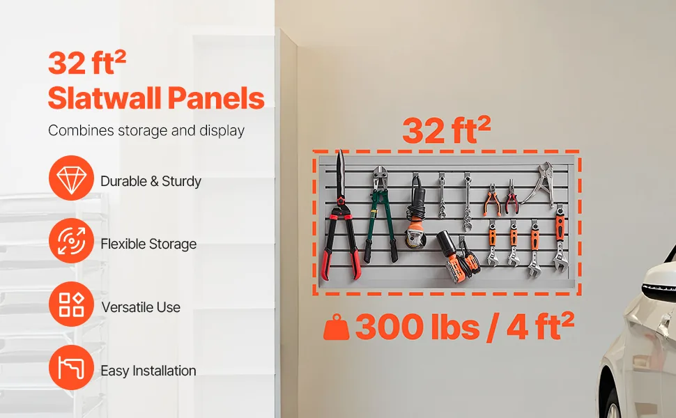 VEVOR 8sq.ft Gray slat wall paneling overview