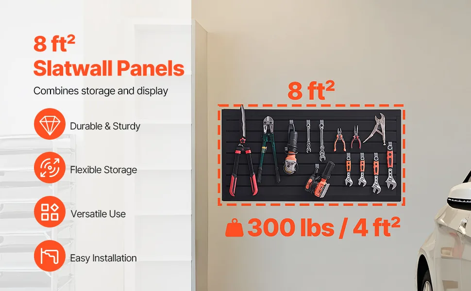VEVOR 8sq.ft Black slat wall paneling overview