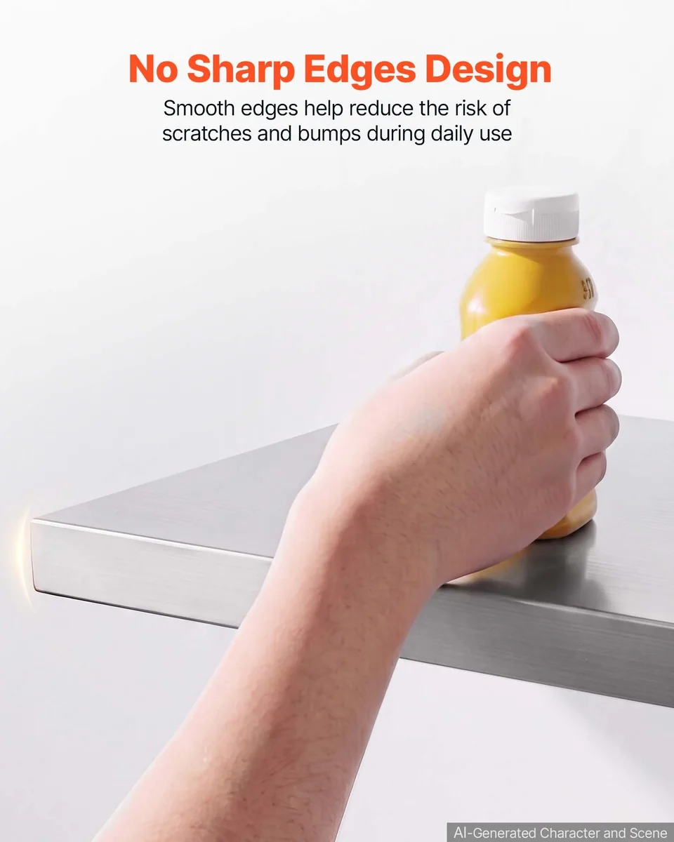 VEVOR wall shelf rounded no sharp edges detail