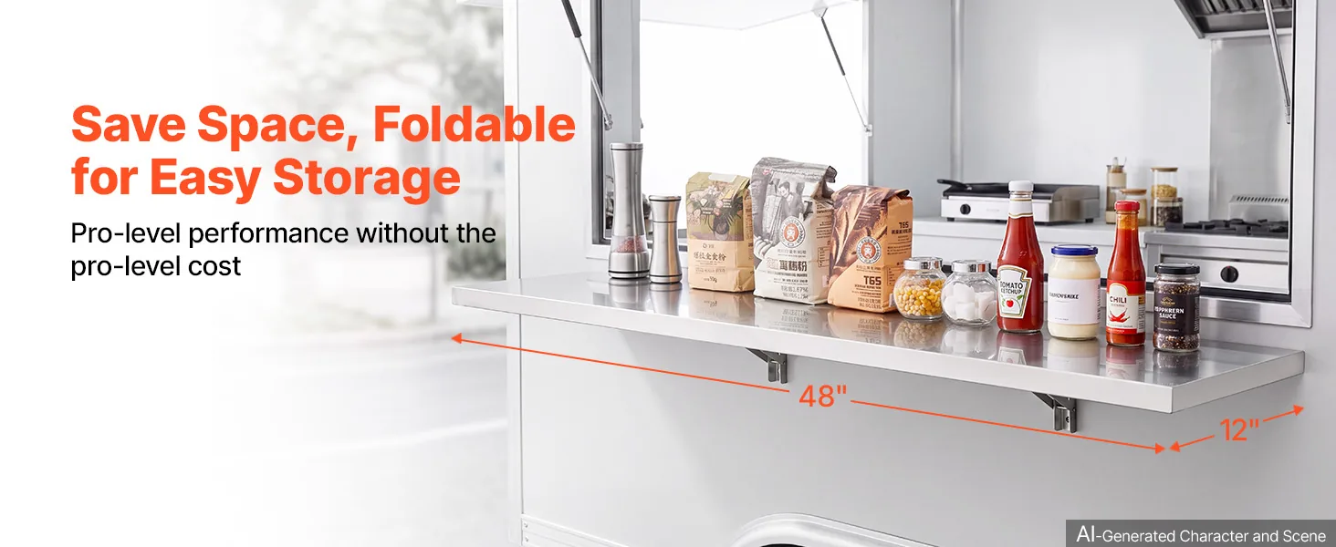 VEVOR 12 x 48 inch stainless steel wall shelf overview