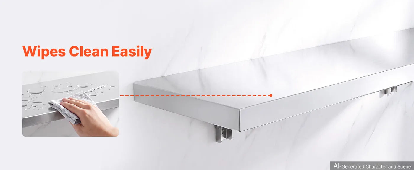 VEVOR 12 x 48 in Stainless Steel Shelf, Foldable Wall Mount Easy to Clean