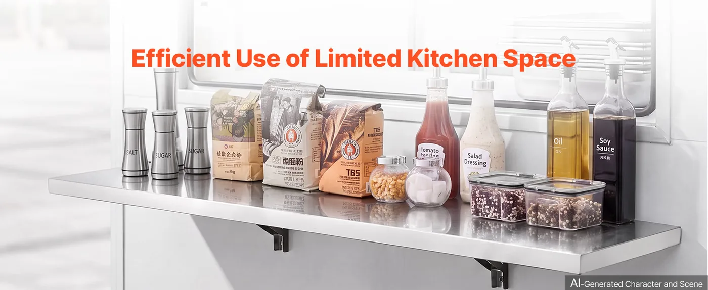 VEVOR 12 x 48 in Stainless Steel Shelf, Foldable Wall Mount Utility Cart