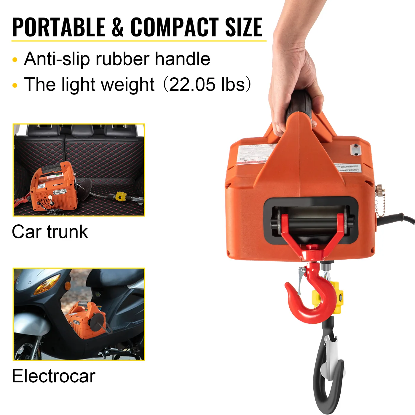 VEVOR 3-in-1 Electric Hoist Winch 25 ft 1100 lbs Manual + Wi feature 6