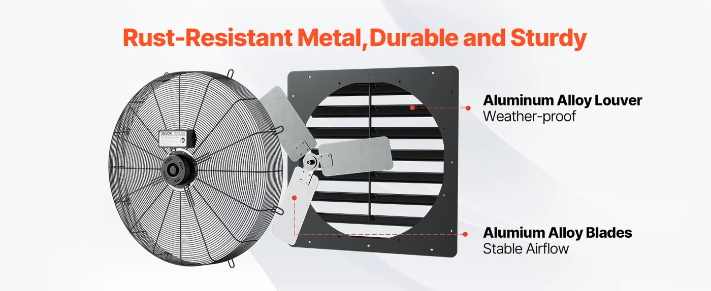 VEVOR 30 inch Shutter Exhaust Fan 30 inch/Fan Only Long-Lasting Durability