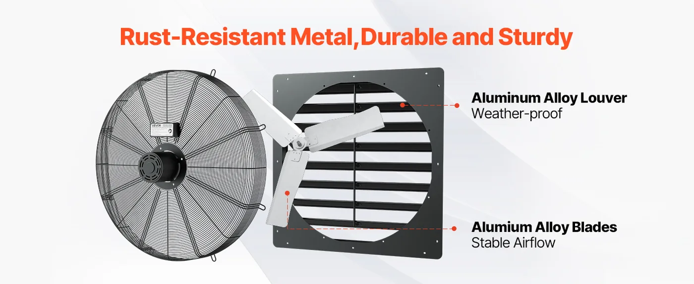VEVOR 36 inch Shutter Exhaust Fan 36 inch/Fan Only Long-Lasting Durability