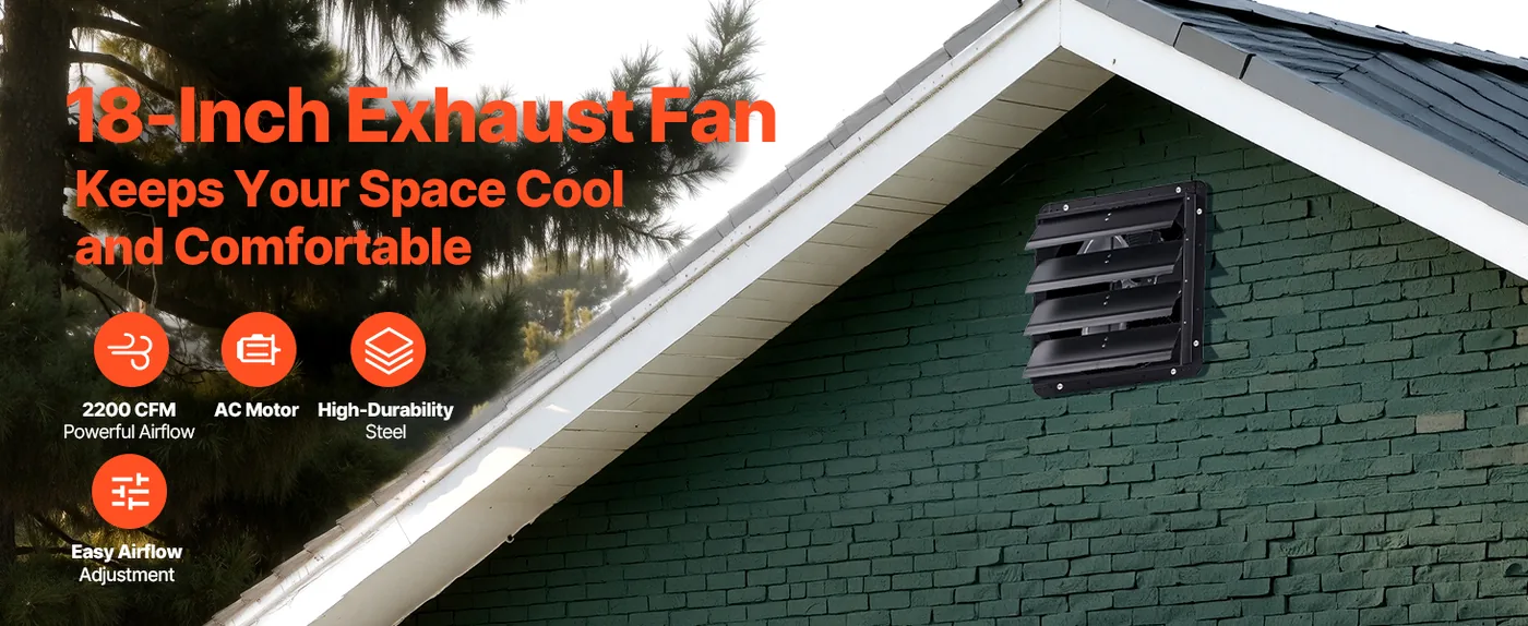 VEVOR 18 inch Shutter Exhaust Fan 18 inch/With Speed Control overview