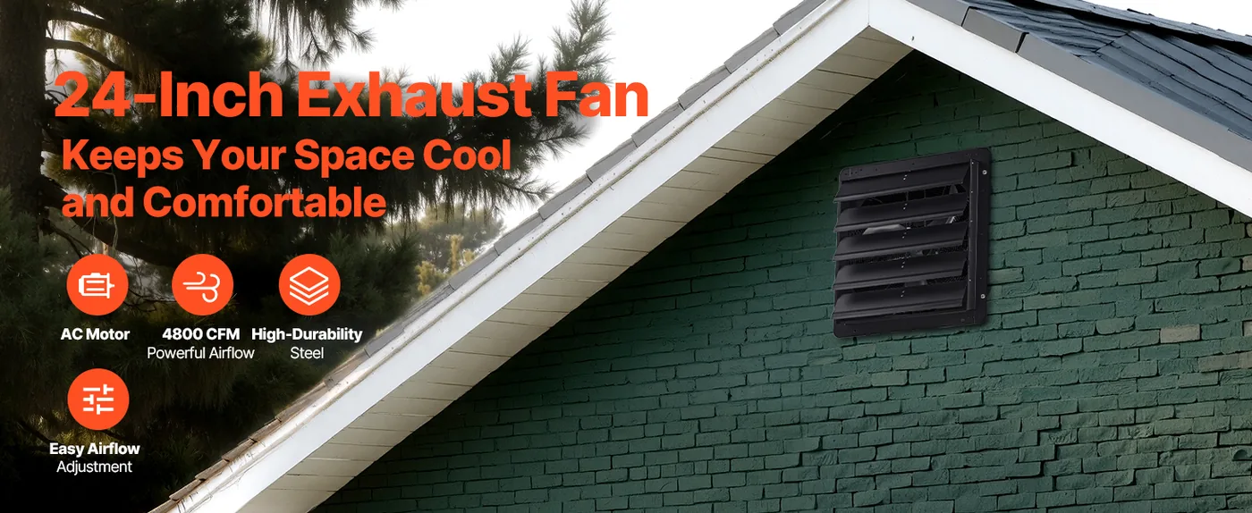 VEVOR 24 inch Shutter Exhaust Fan 24 inch/With Speed Control overview