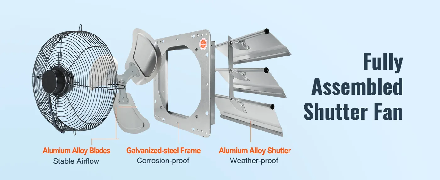 VEVOR 10'' Shutter Exhaust Fan 10 inch Fan Only feature 2