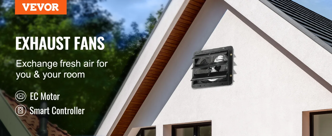 VEVOR Shutter Exhaust Fan 10 inch With Temperature Humidity overview