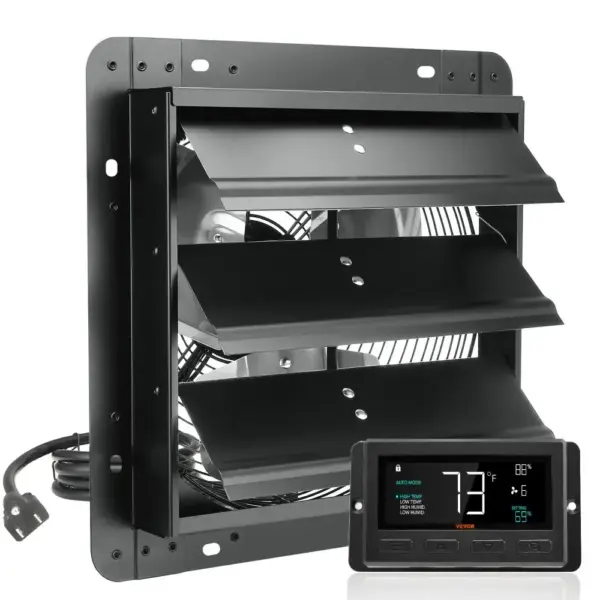 VEVOR Shutter Exhaust Fan 12 inch With Temperature Humidity product image 1