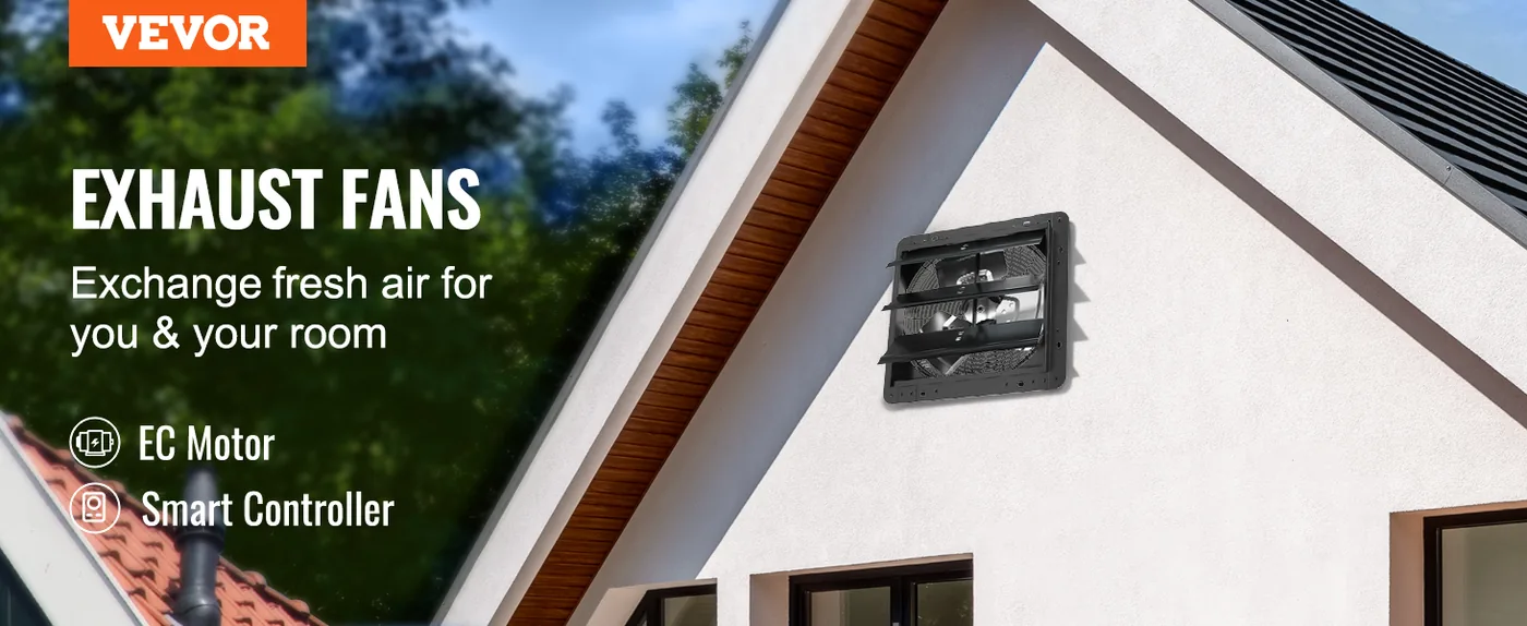 VEVOR Shutter Exhaust Fan 12 inch With Temperature Humidity overview